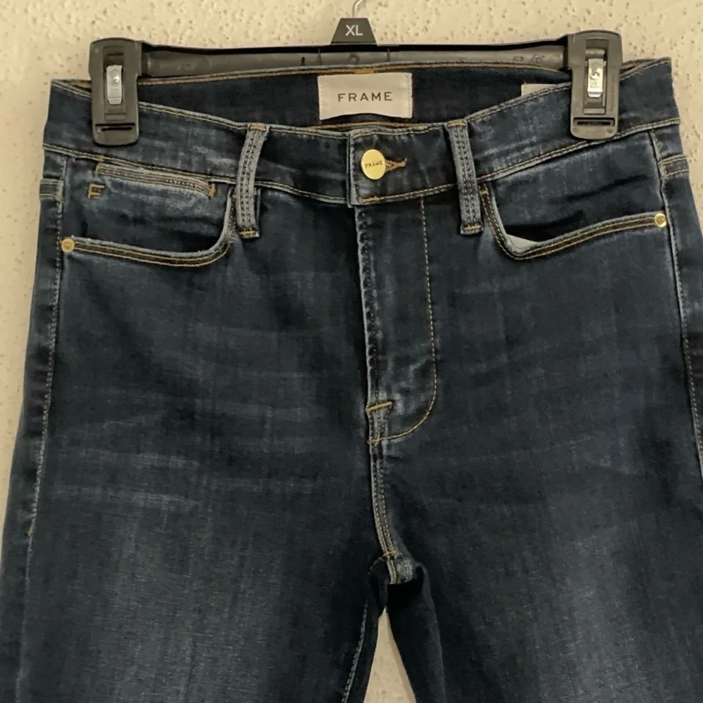 EUC Frame Denim Le High Skinny Dublin Chew dark wash jeans size 27
